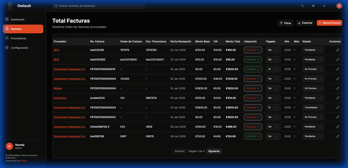 Owlsuite Invoices UI